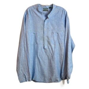 Cubavera Sz‎ XLT Light Blue 100% Linen Casual Button Down Shirt